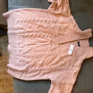 NWT J. Crew Cable Knit Half-Zip Sweater In Supersoft Yarn Pink Medium